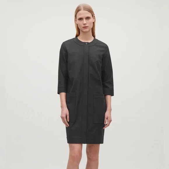 Cos Women's Eu36 Us4/6 Black Wool Cashmere Blend Cocoon Minimalist Dress